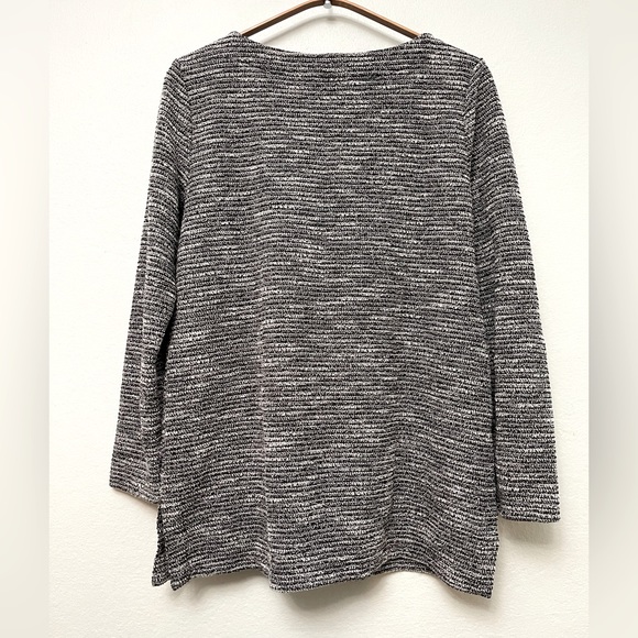 LOFT Woven Texture Tunic, Heathered Black Sz SP - Picture 4 of 6